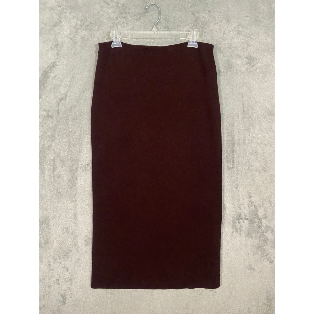 Eileen Fisher Skirt Sz M Merino Wool Knit Midi Pull On Skirt